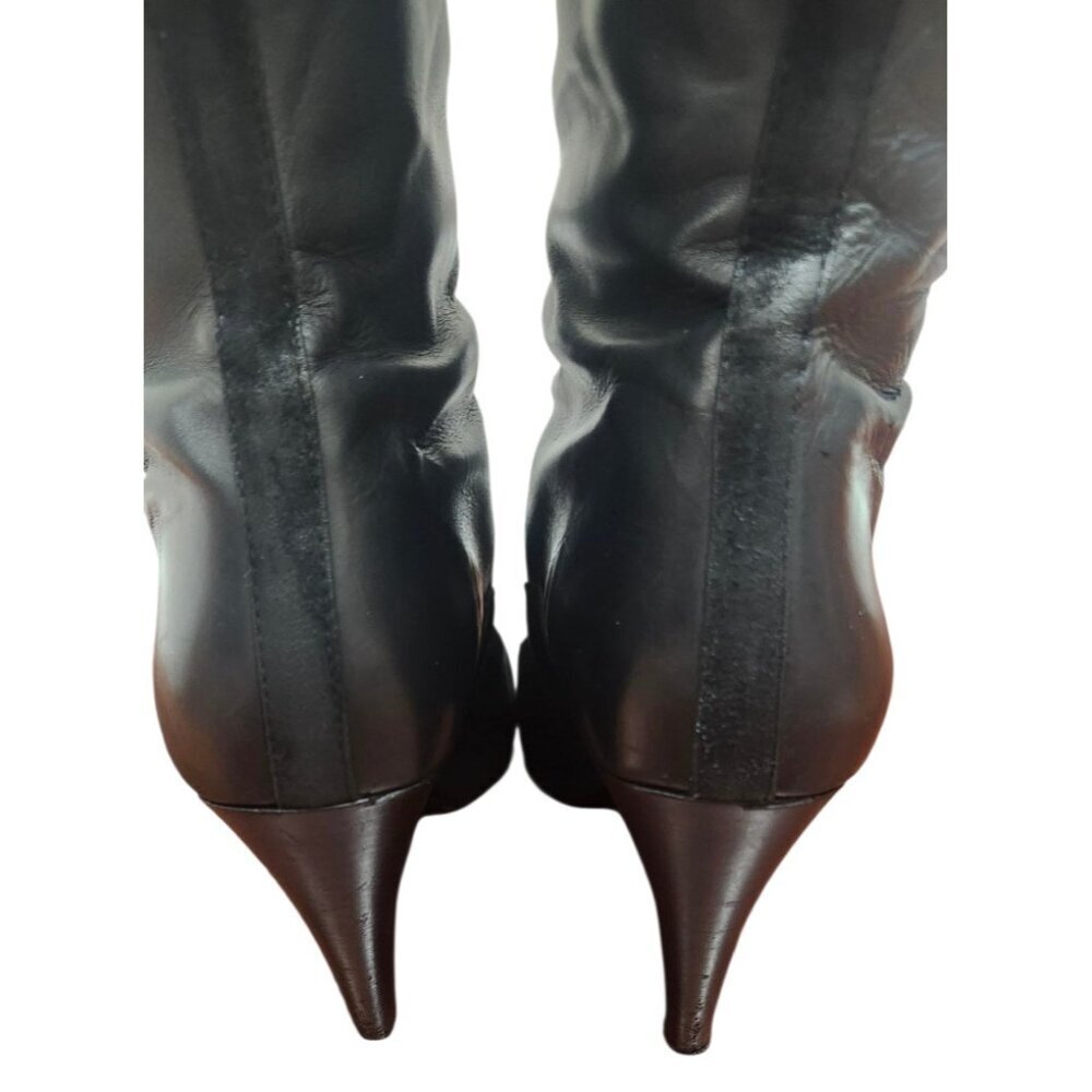 Proenza Schoulee Women’s Black Lace-Up Leather Suede Heeled Boots Pointed Toe 9 - Picture 10 of 16